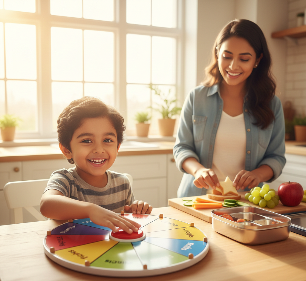 kids using lunch box spinner lunch planning